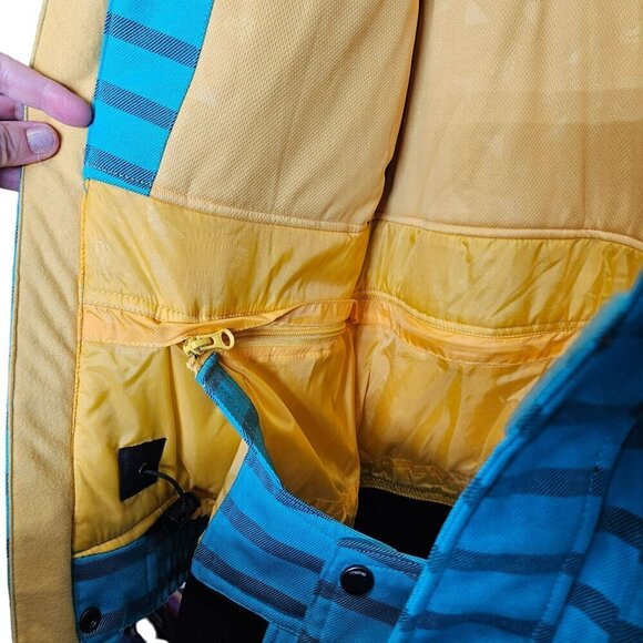 Nomis Women's Striped Hooded snowboarding Jacket Small Yellow & Blue Polyester - Picture 16 of 16